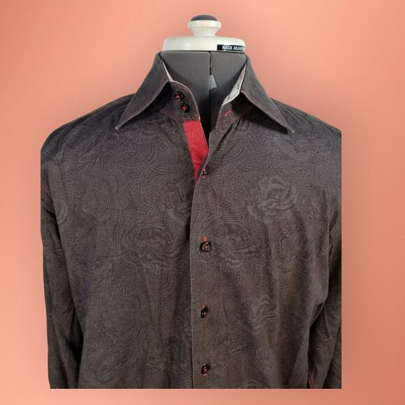 Georg Roth Los Angeles Mens Button Shirt SZ Large Button Front Long Sleeve Gray - Picture 5 of 9
